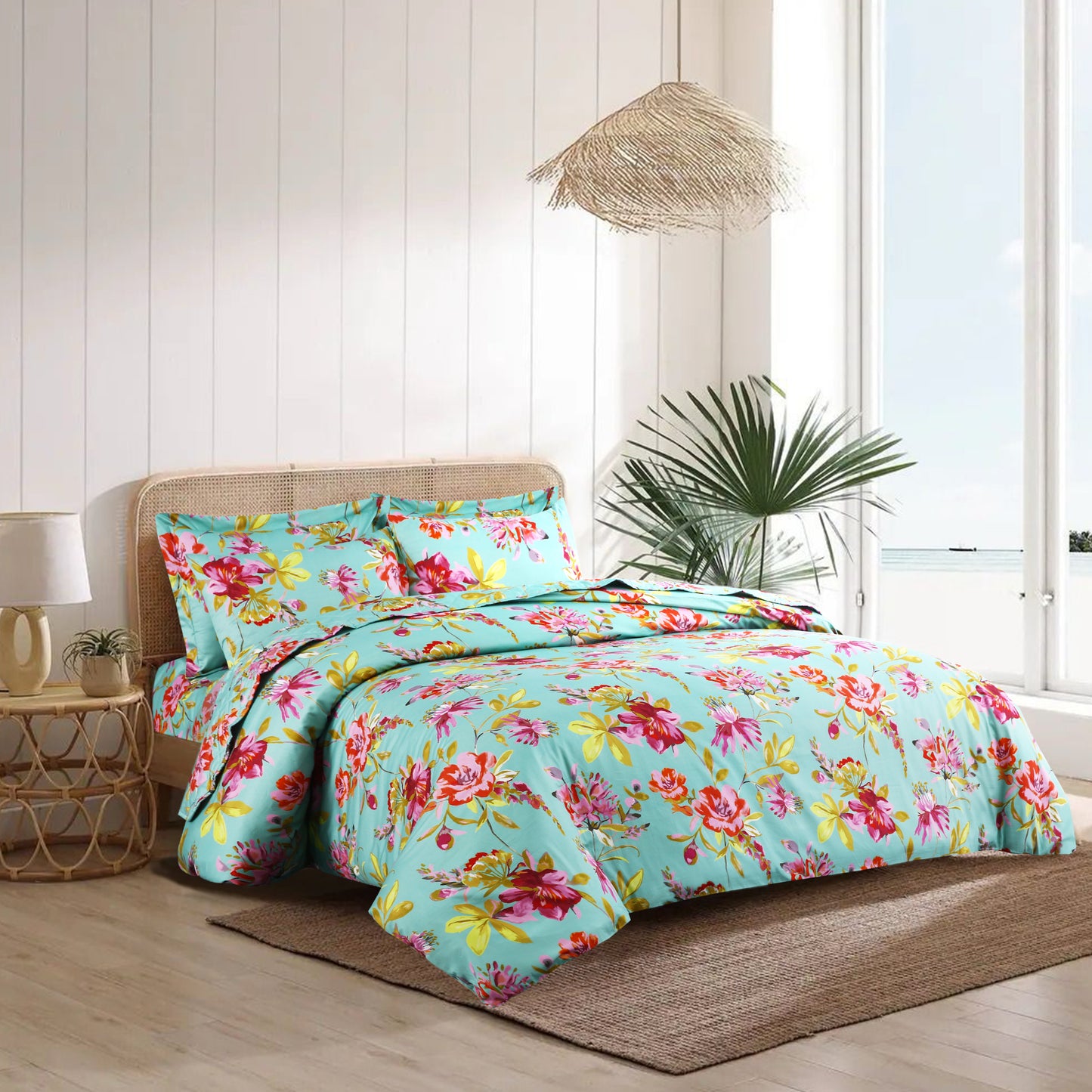 Satin Cotton Summer Quilt Cover Set – 6 Pieces