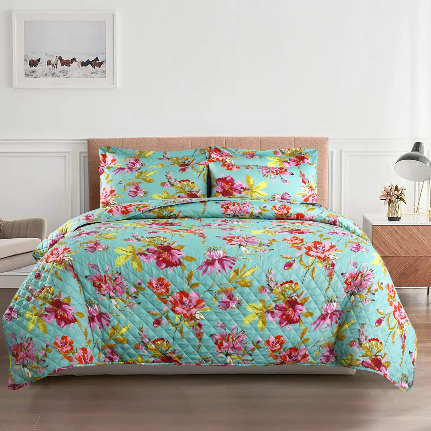 Satin Cotton Summer Quilt Cover Set – 6 Pieces