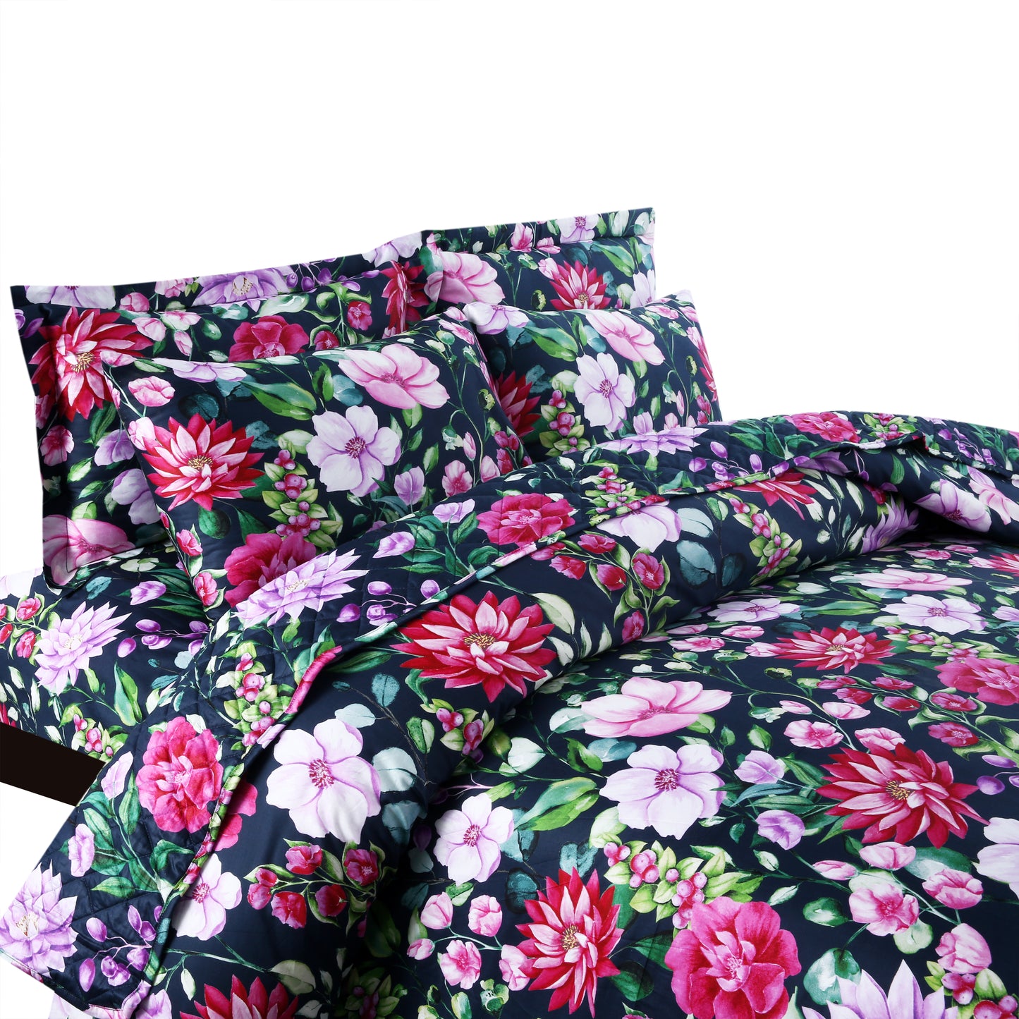 Luxury Floral Satin Cotton Duvet Cover Set – 6-Piece