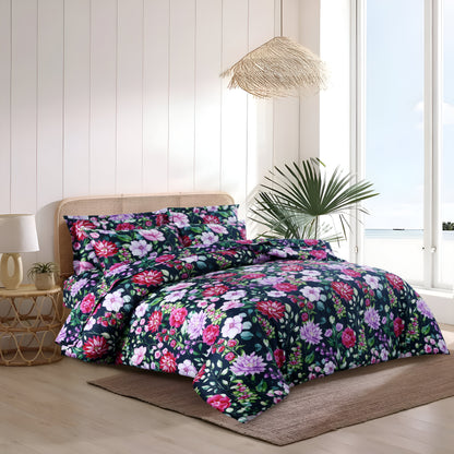 Luxury Floral Satin Cotton Duvet Cover Set – 6-Piece