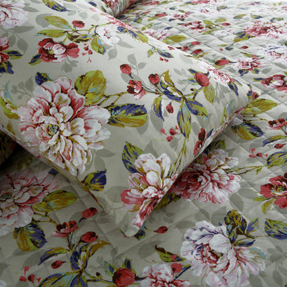 Sage Blossom 6-Piece Satin Cotton Duvet Cover Set – Elegant Floral Bedding Ensemble